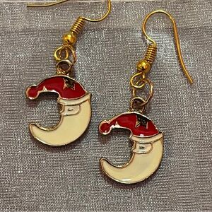 Red and Gold Santa Earrings